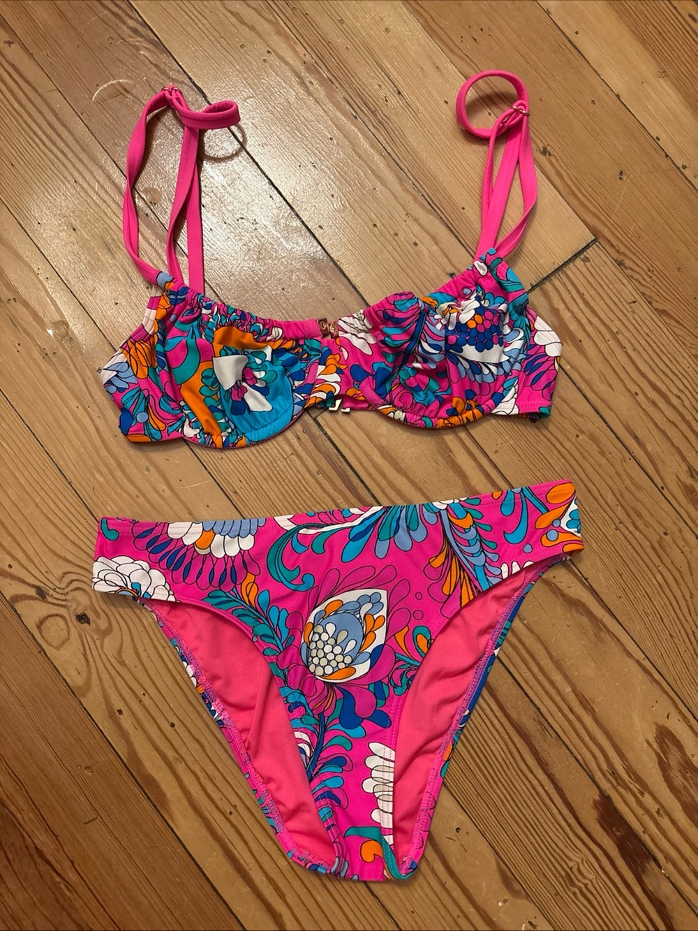 kate spade new york Women's Floral 2-Piece Swimsuit Pink Multi Sz S Paisley